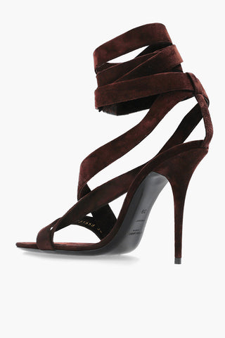 Lace-Up Suede Leather Sandals Heel 11 cm