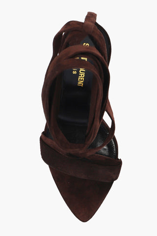 Lace-Up Suede Leather Sandals Heel 11 cm