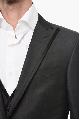 Dreiteiliger Anzug CERIMONIA ACADEMY mit Details aus Satin