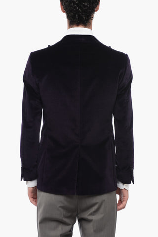 Blazer In Velluto Monopetto Foderato Con Tasche A Filo