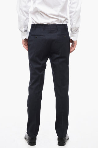 Pantaloni ACADEMY in Lana Vergine con Fantasia Hopsack