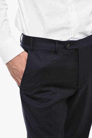 Pantaloni ACADEMY in Lana Vergine con Fantasia Hopsack
