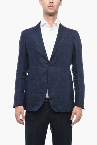 Blazer in Lino Delavé con Tasche a Filo