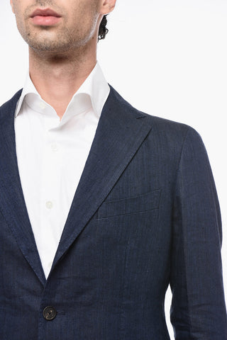 Blazer in Lino Delavé con Tasche a Filo