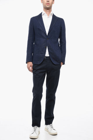 Blazer in Lino Delavé con Tasche a Filo
