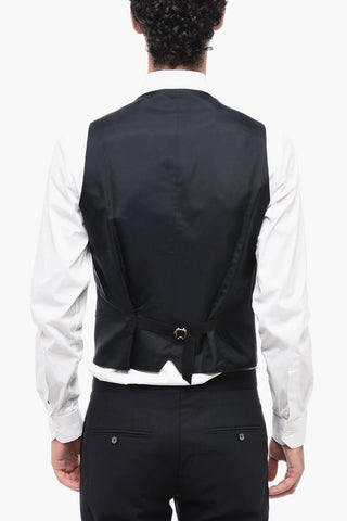 Abito in Lana con Gilet e Revers a Scialle