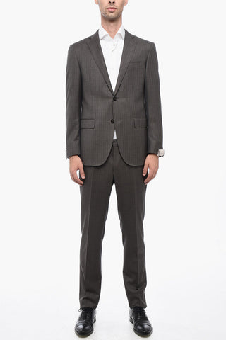 Pinstriped Motif ACADEMY Virgin Wool Suit