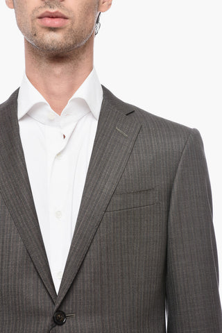 Pinstriped Motif ACADEMY Virgin Wool Suit