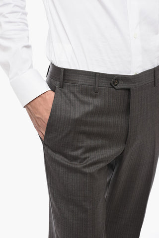 Pinstriped Motif ACADEMY Virgin Wool Suit