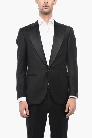 Virgin Wool SMOKING LEADER Suit with Satin Lapel