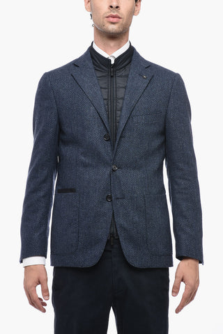 CC COLLECTION Giacca Semifoderata Imbottita con Motivo Herringbone