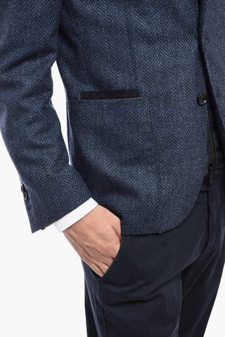 CC COLLECTION Padded Half-lined Blazer with Herringbone Pattern