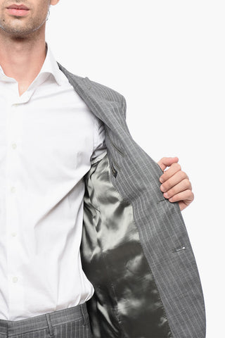 CC COLLECTION Abito Gessato in Lana con Tasche ad Aletta