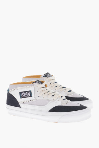 Leather and Fabric Low-Top Sneakers with Contrat Details