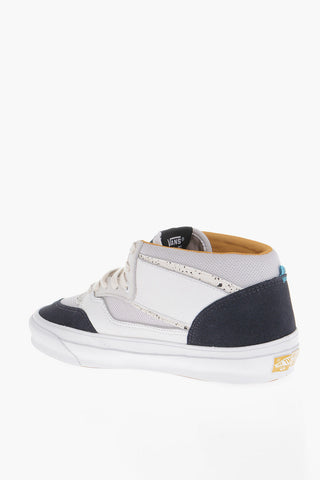 Leather and Fabric Low-Top Sneakers with Contrat Details