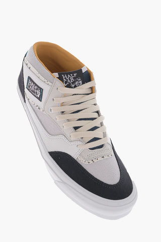 Leather and Fabric Low-Top Sneakers with Contrat Details