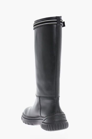 Leather D-RACER Boots With Logoed Straps