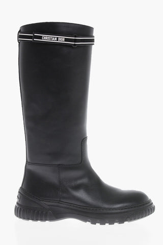 Leather D-RACER Boots With Logoed Straps