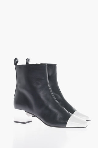 Leather Ankle Boots with Contrasting Details Heel 5cm