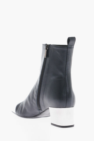 Leather Ankle Boots with Contrasting Details Heel 5cm