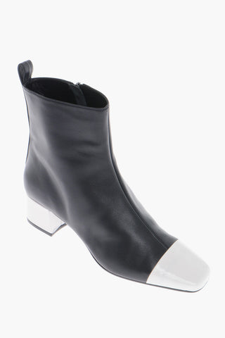 Leather Ankle Boots with Contrasting Details Heel 5cm