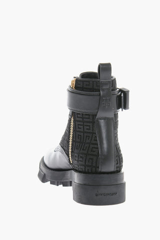 Leather Combat Boots With Monogram Logo And Statement Buckle