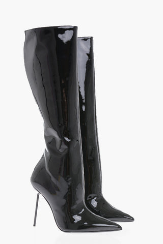 Patent Leather LIDIA Boots with Heel 12cm