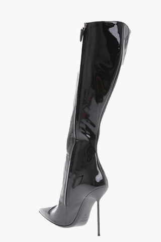 Patent Leather LIDIA Boots with Heel 12cm