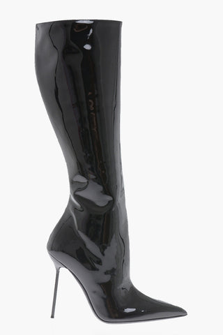 Patent Leather LIDIA Boots with Heel 12cm