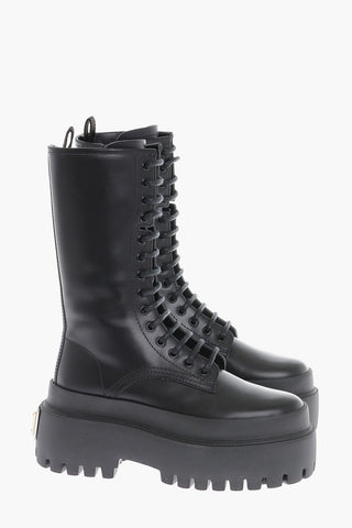 Anfibi In Pelle Spazzolata Con Suola Platform