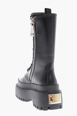 Anfibi In Pelle Spazzolata Con Suola Platform