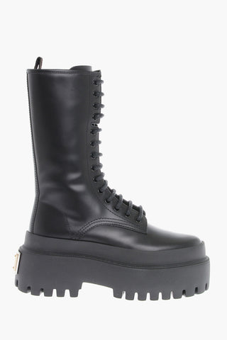 Anfibi In Pelle Spazzolata Con Suola Platform