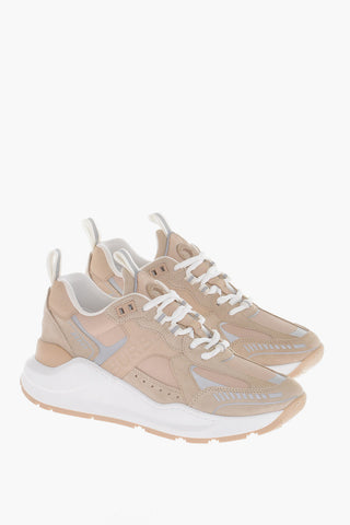 Suede Leather And Fabric Low-Top Sneakers