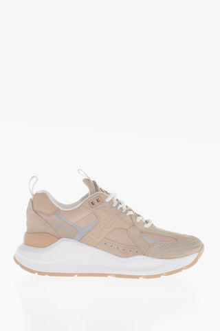 Suede Leather And Fabric Low-Top Sneakers