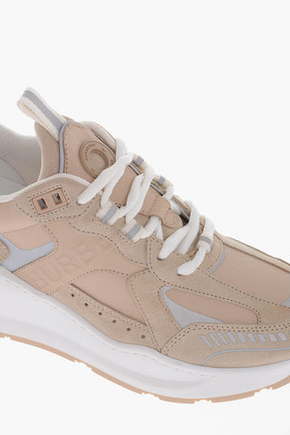 Suede Leather And Fabric Low-Top Sneakers