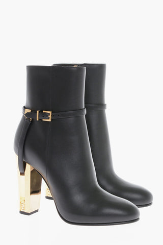 Leather Booties With Strao Heel 10 cm