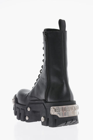 Leather BULLDOZER Combat Boots With Hardware Details