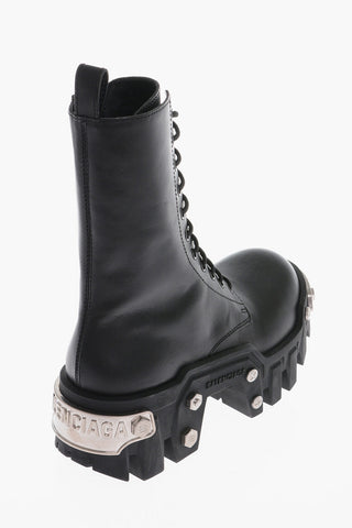 Leather BULLDOZER Combat Boots With Hardware Details