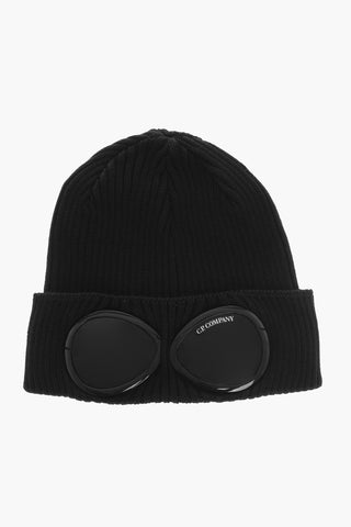 Beanie in Cotone a Costine con Dettaglio Goggles