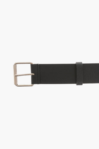 Solid Color Leather Belt with Printed Logo 40mm