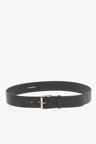 Solid Color Leather Belt with Printed Logo 40mm