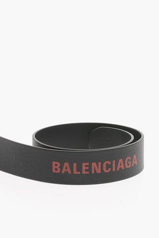 Solid Color Leather Belt with Printed Logo 40mm