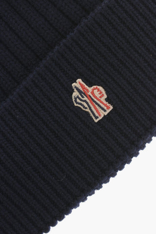 GRENOBLE Solid Color Ribbed Beanie with Embroidered Monogram