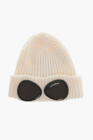 Ribbed Wool Beanie with Goggles Detail