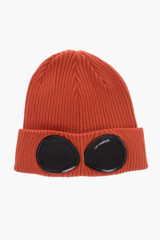 Beanie in Cotone a Costine con Dettaglio Goggles