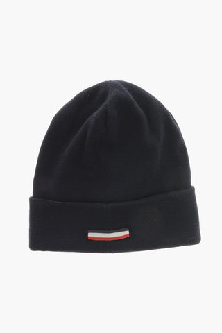 Solid Color Virgin Wool Beanie with Embossed Logo