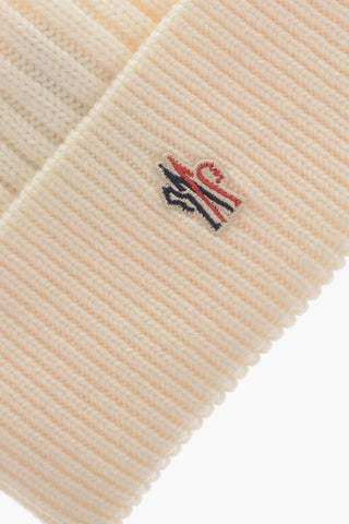 GRENOBLE Solid Color Ribbed Beanie with Embroidered Monogram