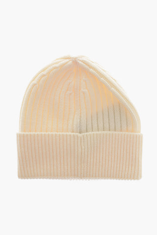 GRENOBLE Solid Color Ribbed Beanie with Embroidered Monogram