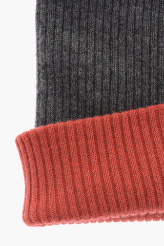 Cappello Beanie a Costine in Cashmere Reversibile