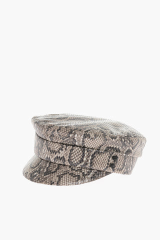Cappello Baker Boy in Motivo Animalier in Pelle Vegan